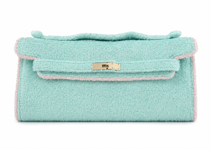 Towelling Clutch - Mint Green & Blush Pink