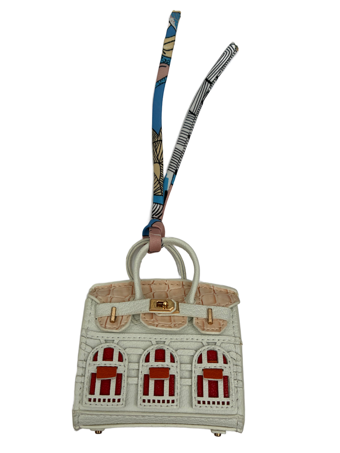 Home Sweet Home Bag Charm - Cream & Pink