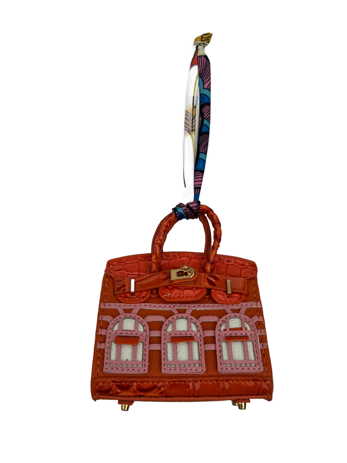 Home Sweet Home Bag Charm - Orange & Pink