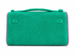 Towelling Clutch - Deep Green & Barbie Pink — image 2