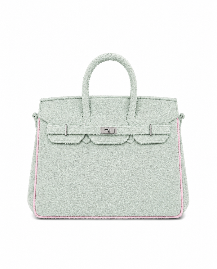 Towelling Totes Medium - Mint & Baby Pink