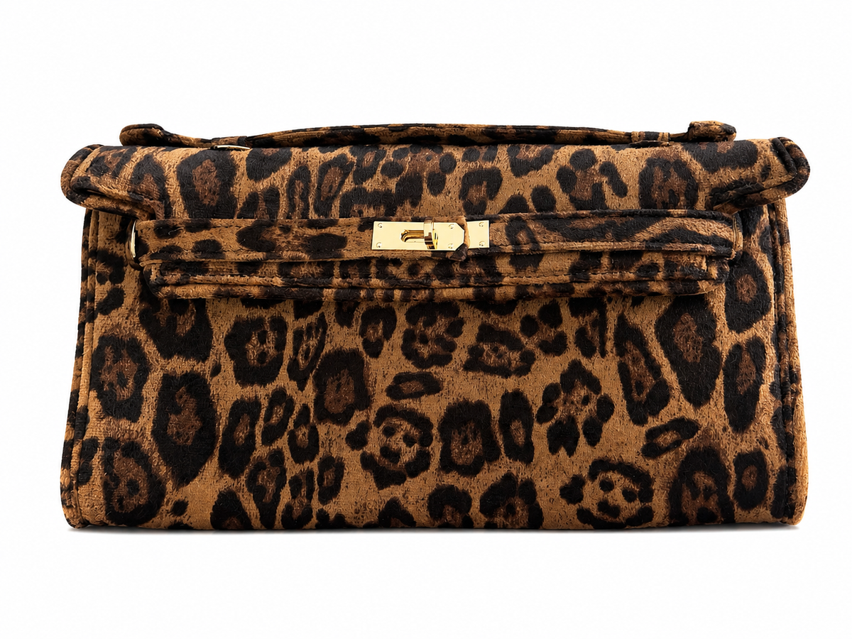 Towelling Clutch - Leopard