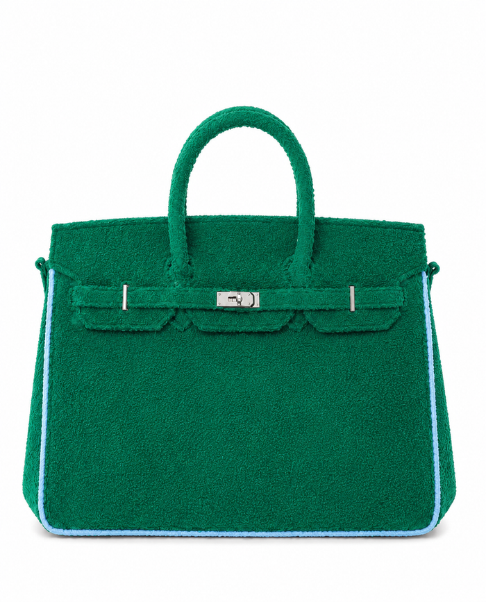 Towelling Totes Large - Green & Blue