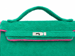 Towelling Clutch - Deep Green & Barbie Pink — image 3