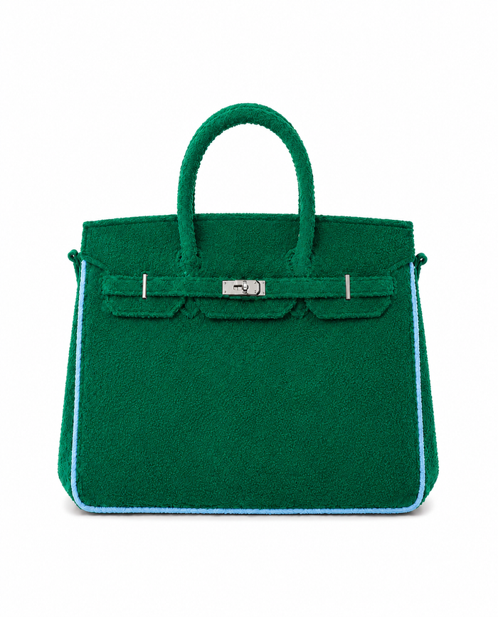 Towelling Totes Medium - Green & Blue