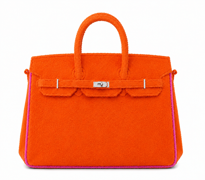 Towelling Totes Large - Orange & Pink