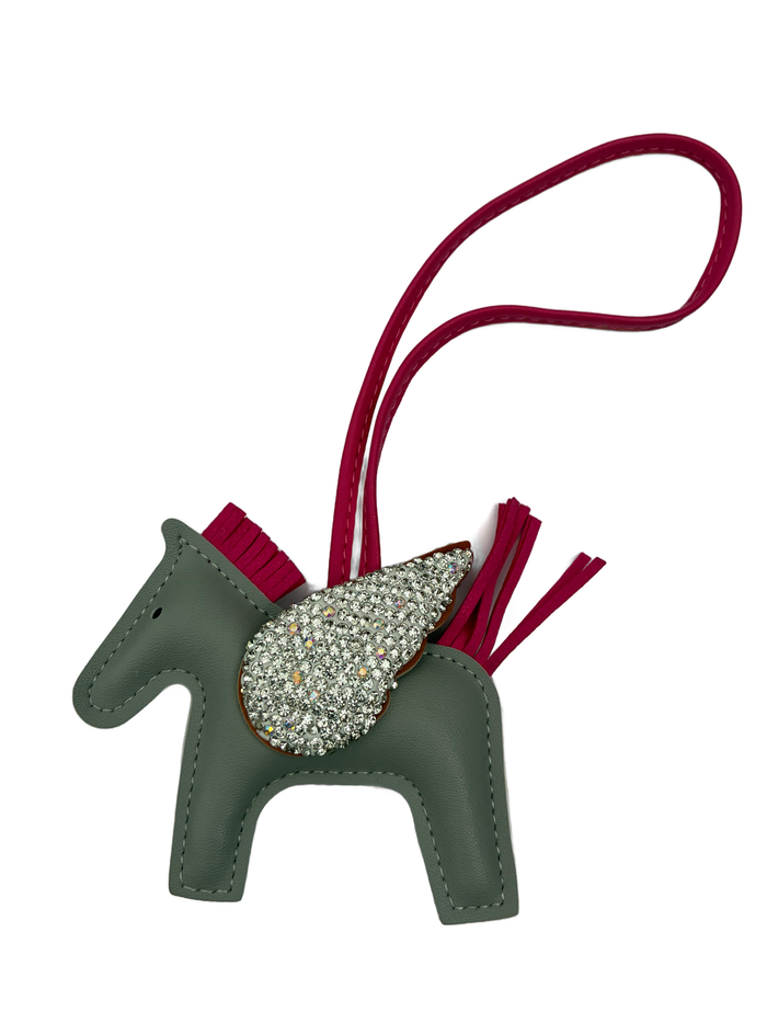 Unicorn Wing Charm - Sage & Pink